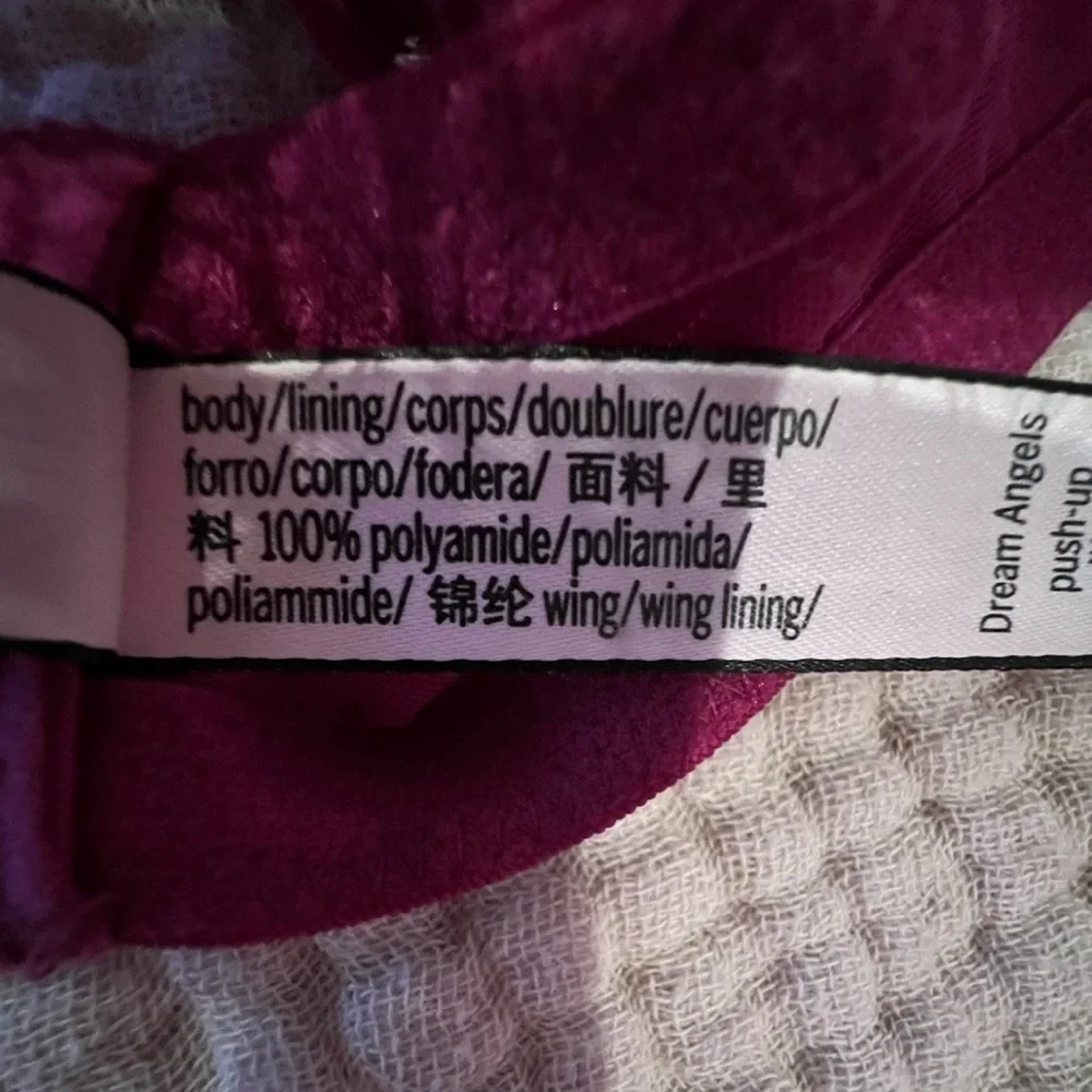 Victoria's Secret Dream Angels Push-Up W/O Padding Bra 34D Velvet Fuchsia Pink - Picture 9 of 14